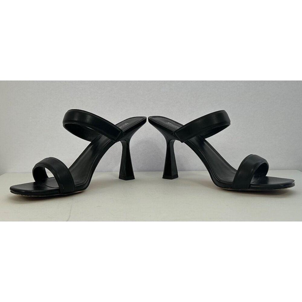 Michael Kors Black Leather Clara Heeled Sandals Double Straps 8M Minimalist - Picture 3 of 9